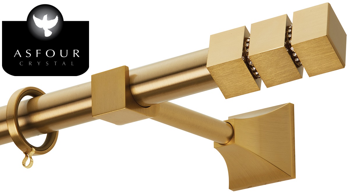 Κουρτινόξυλα Χρυσά Ζωγομετάλ Φ.25 Όρο ματ σειρά CR4131(Μονό ή Διπλό) (Ορο Ματ) (1.60m Κουρτινόξυλο Διπλό με σιδηρόδρομο)