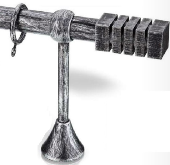 Κουρτινόξυλα Rustique Φ.25 Μαύρο Πατίνα Ασημί σειρά 4320(Μονό ή Διπλό) (Μαύρο-Πατίνα-Ασημί) (1.20m Κουρτινόξυλο Διπλό με σιδηρόδρομο)