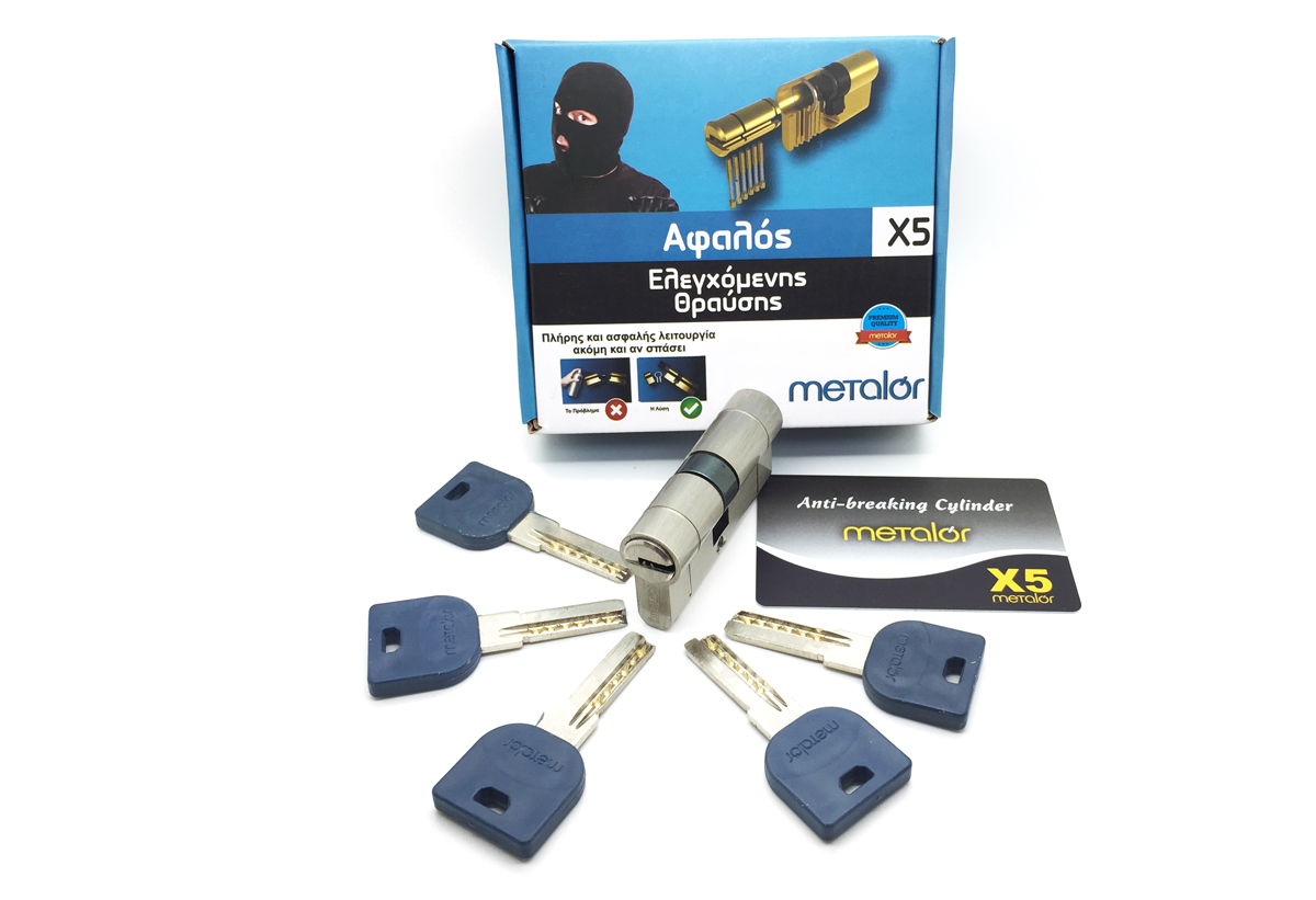 Κύλινδρος Ασφαλείας Metalor Ελεγχόμενης Θραύσης & Διάτρησης 65mm (Νίκελ Ματ)