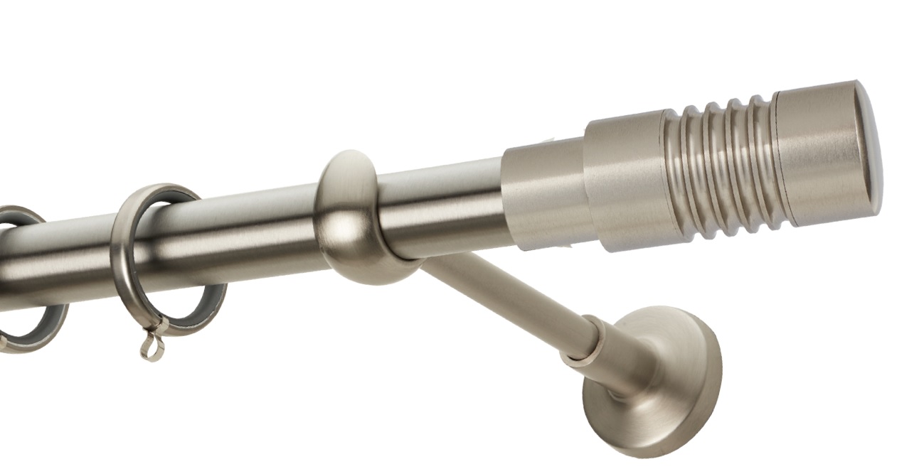 Κουρτινόξυλα Ζωγομετάλ Φ.25 Ανοξείδωτα σειρά E0436(Μονό ή Διπλό) (Νίκελ Ματ-Ιnox) (1.60m Κουρτινόξυλο Μονό)