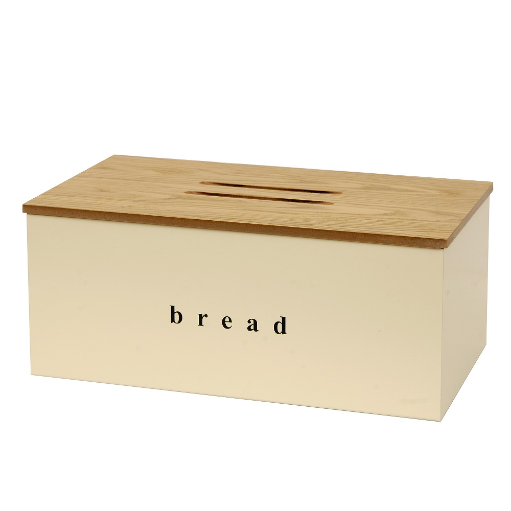 Ψωμιέρα Ivory Ματ με Ξύλο Κοπής σειρά 402218-703 (40x22x18cm)
