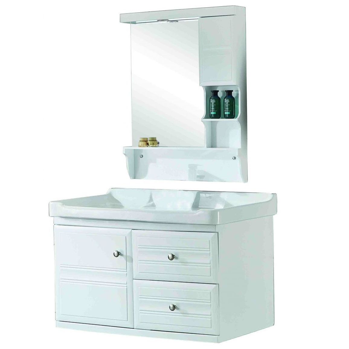 Έπιπλο Μπάνιου με Καθρέφτη & Νιπτήρα σειρά 0095 σε Λευκό (79x47cm)