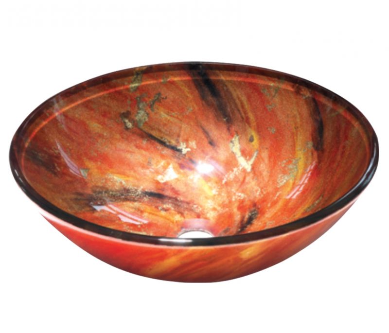 Νιπτήρας Γυάλινος Επικαθήμενος Dia Glass σειρά 67-8003 σε Πορτοκαλί (42x42cm)