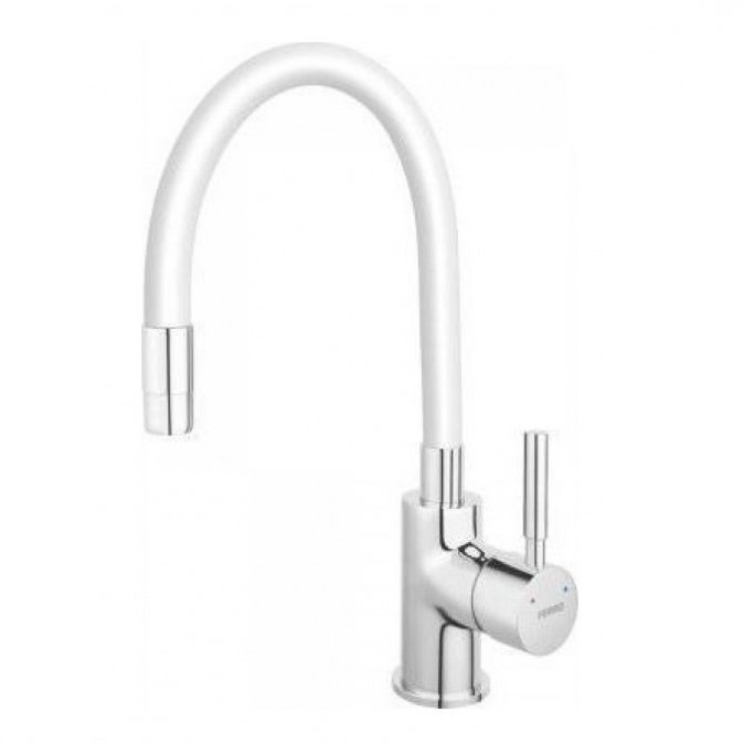 Μπαταρίες Κουζίνας Ferro με Εύκαμπτο Λευκό Σπιράλ Zumba BZA4W σε Χρωμέ (Ύψος 44cm)