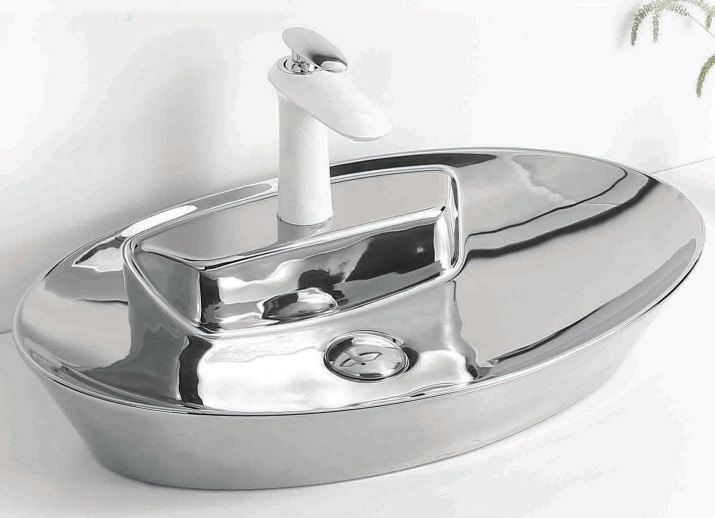 Νιπτήρας Επικαθήμενος Taf Lara σειρά 83-8415 Ασημί (61x37.5cm)