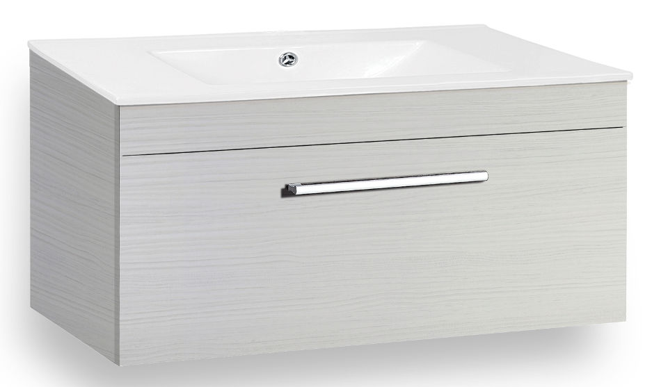 Έπιπλο Κρεμαστό με Νιπτήρα & 1 Συρτάρι σειρά 0204 Bianco Grigio (88x46cm)