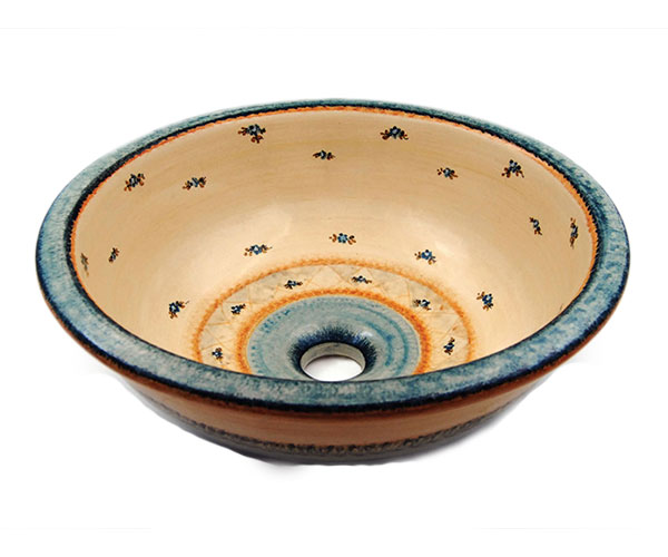 Νιπτήρας Επικαθήμενος Ocean Flowers σειρά Μπεζ Μπλε OF42 (42x42cm)