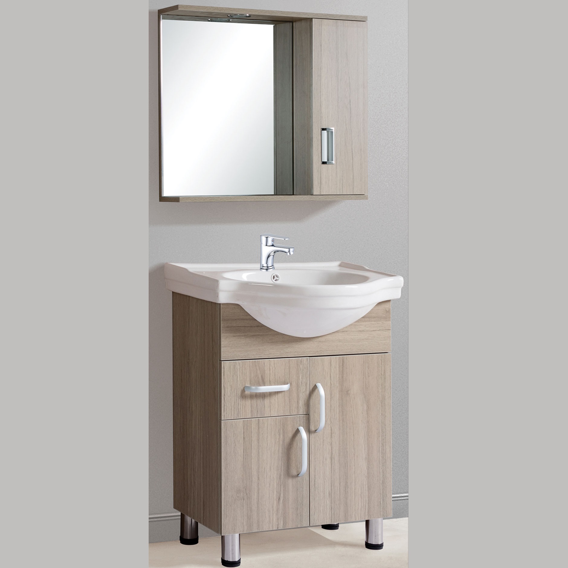 Έπιπλο Μπάνιου με Καθρέφτη & Νιπτήρα σειρά 0125 σε Zebra (60x43cm)