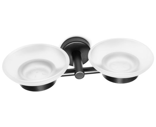 Σαπουνοθήκη Διπλή Karag Uno Nero Opaco 183355 Μαύρο Ματ (Αυτοκόλλητο ή Βιδωτό)