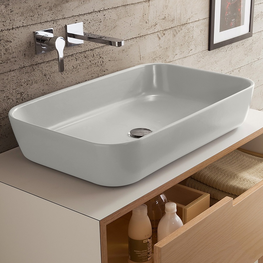 Νιπτήρας Επικαθήμενος Scarabeo Mizu 9007-300 Λευκό (70x45cm)