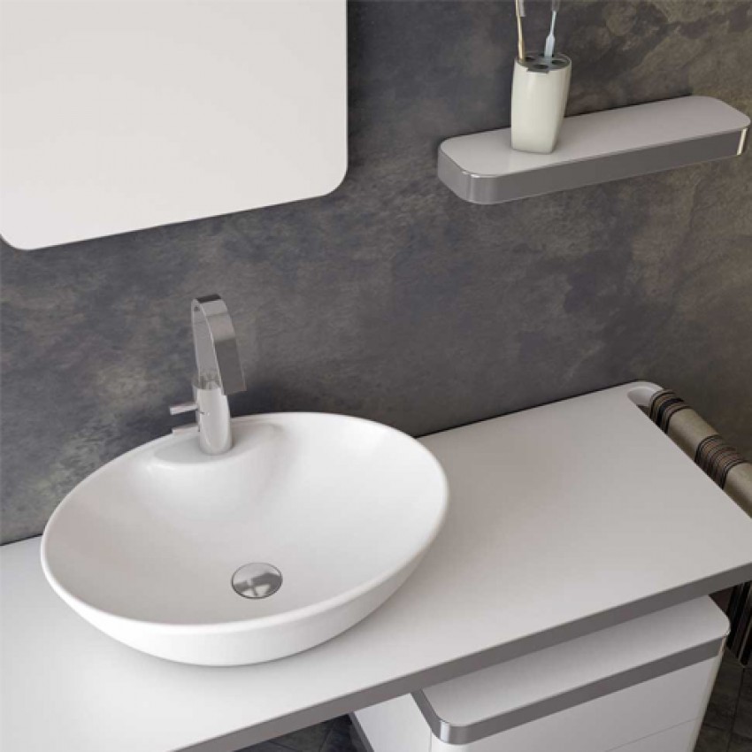 Νιπτήρας Επικαθήμενος Serel CH34-300 Λευκό (55x41cm)