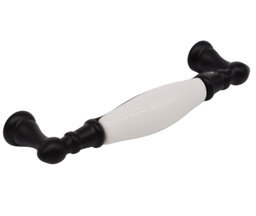 Λαβές Επίπλων Πορσελάνης Convex 699-96 Μαύρο Ματ Λευκό (Μήκος 11cm)