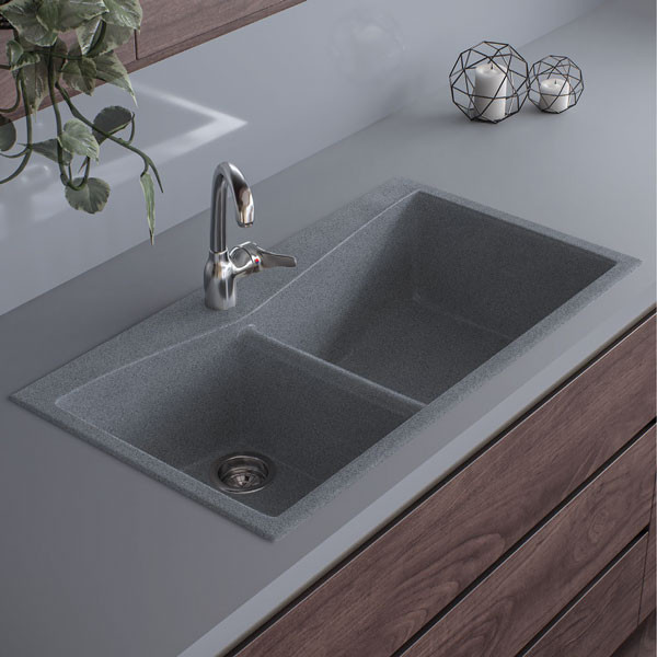 Νεροχύτες Γρανίτη Συνθετικοί Sanitec 326 σε χρώμα 17. Metallic Silver (93x51cm)