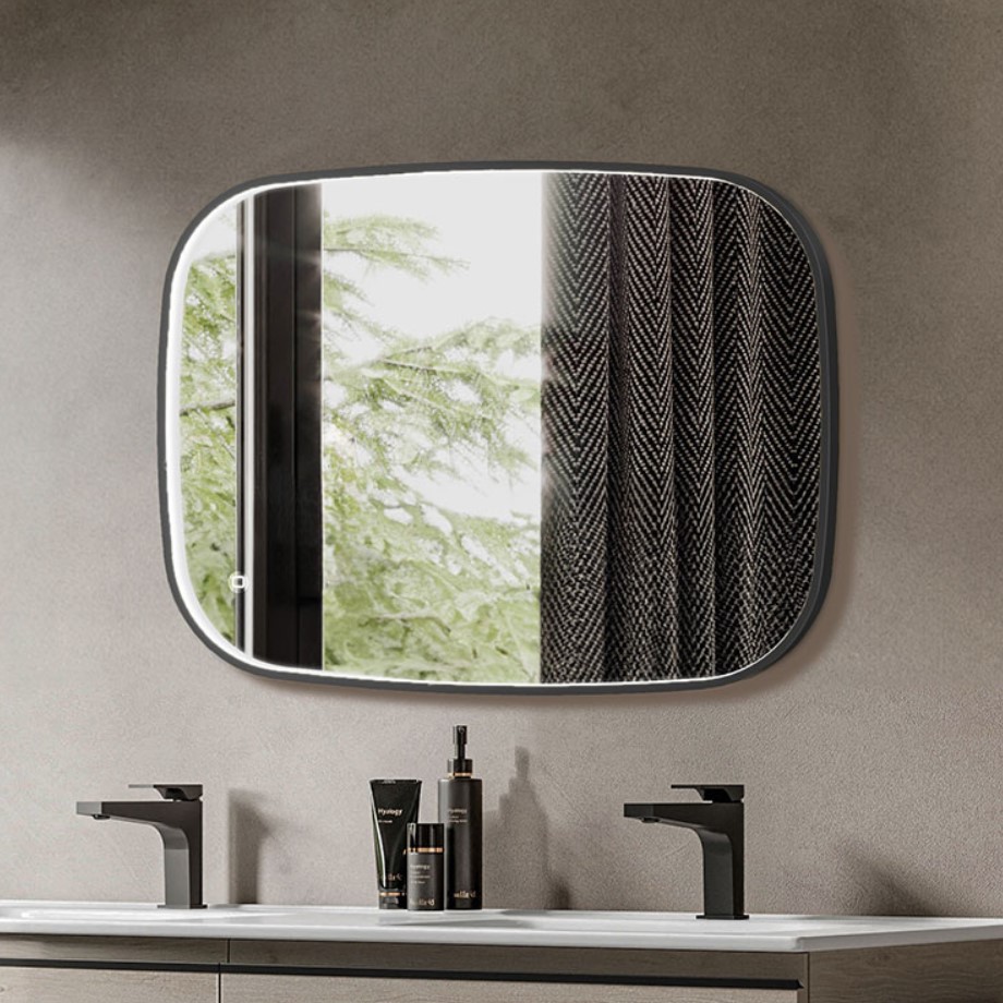 Καθρέπτης Φωτιζόμενος με LED Touch & Black Brushed Πλαίσια Luminor Fiz 60 (60x80cm)