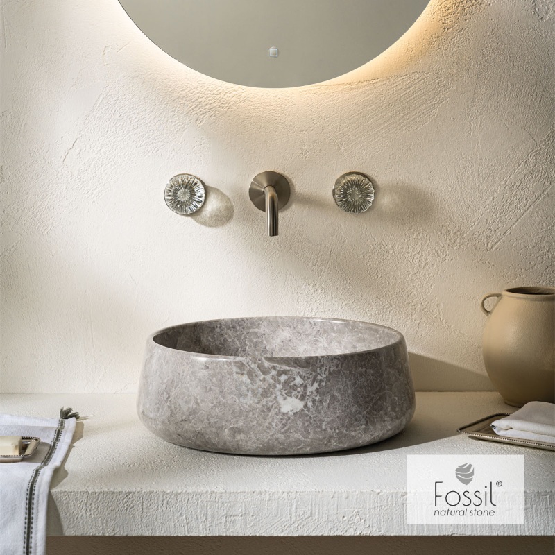 Νιπτήρας Μαρμάρινος Fossil Opus Marble DR42-423 Tundra Grey (Φ.42cm)