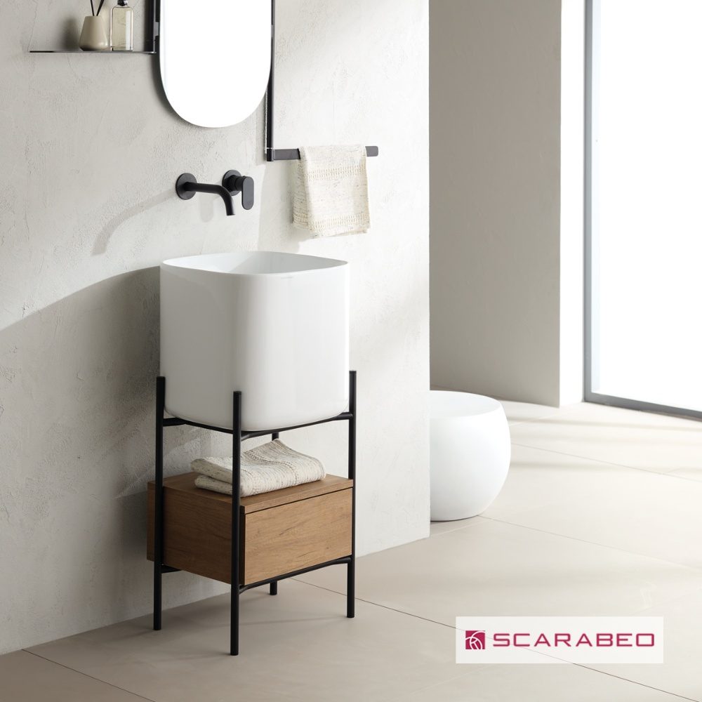 Έπιπλο με Νιπτήρα Scarabeo Laila S45 Lo-Box Rovere 270105-NROP89+5503-300 Μαύρο Ματ (44x39x90cm)