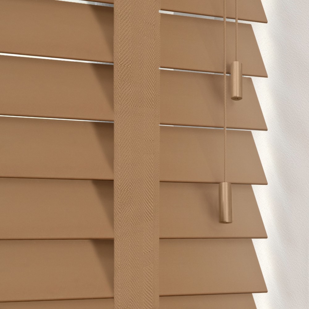 Στόρια 50mm Απομίμησης Ξύλου από PVC με Τιράντες σειρά LA-208 Καφέ Latte