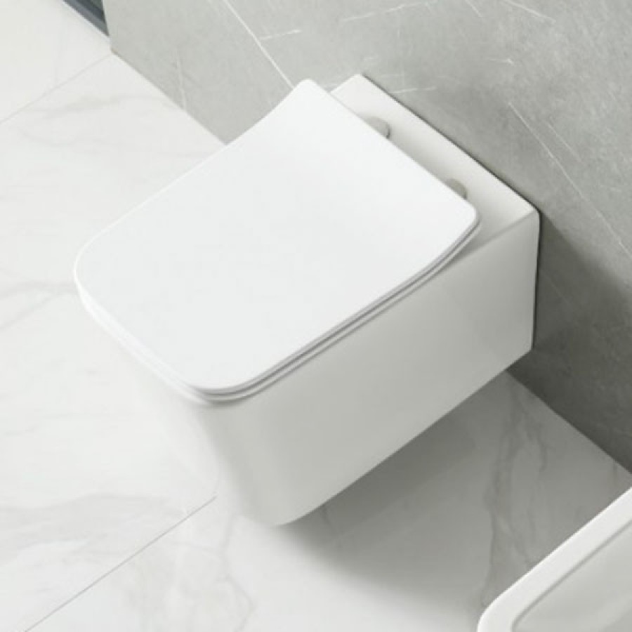 Λεκάνη Rimless Κρεμαστή Karag με Slim Κάλυμμα Soft Close LT057E Λευκό (53cm)