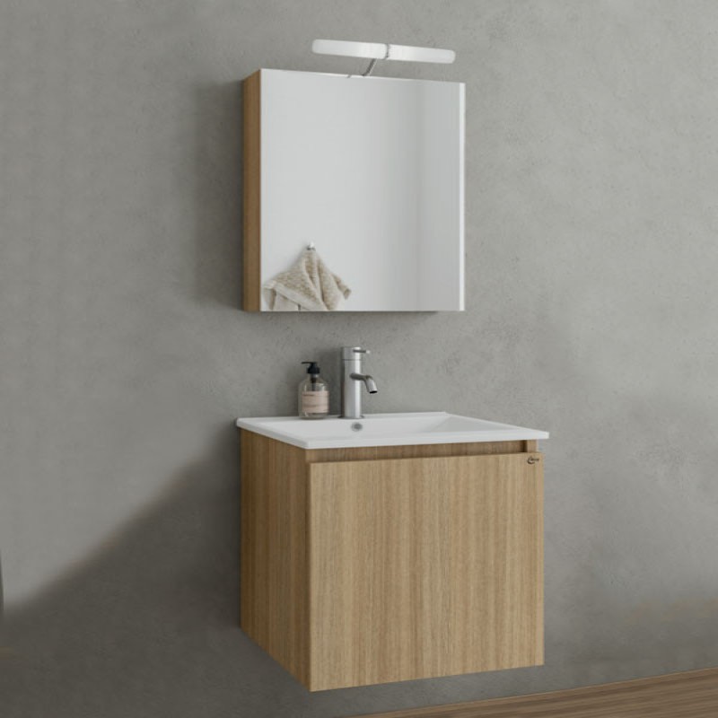 Έπιπλο με 1 Ντουλάπι & Καθρέφτη με Ντουλάπι Drop Verona 40 Slavonia Oak 5FVR040SO (41x41cm)