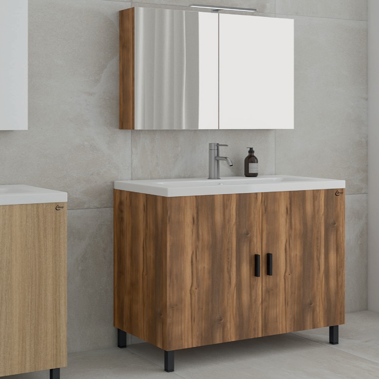 Έπιπλο με 2 Ντουλάπια & Καθρέφτη με Ντουλάπι Drop Roma 80 Amber Baroque Oak 5FRM080BO (80x39cm)