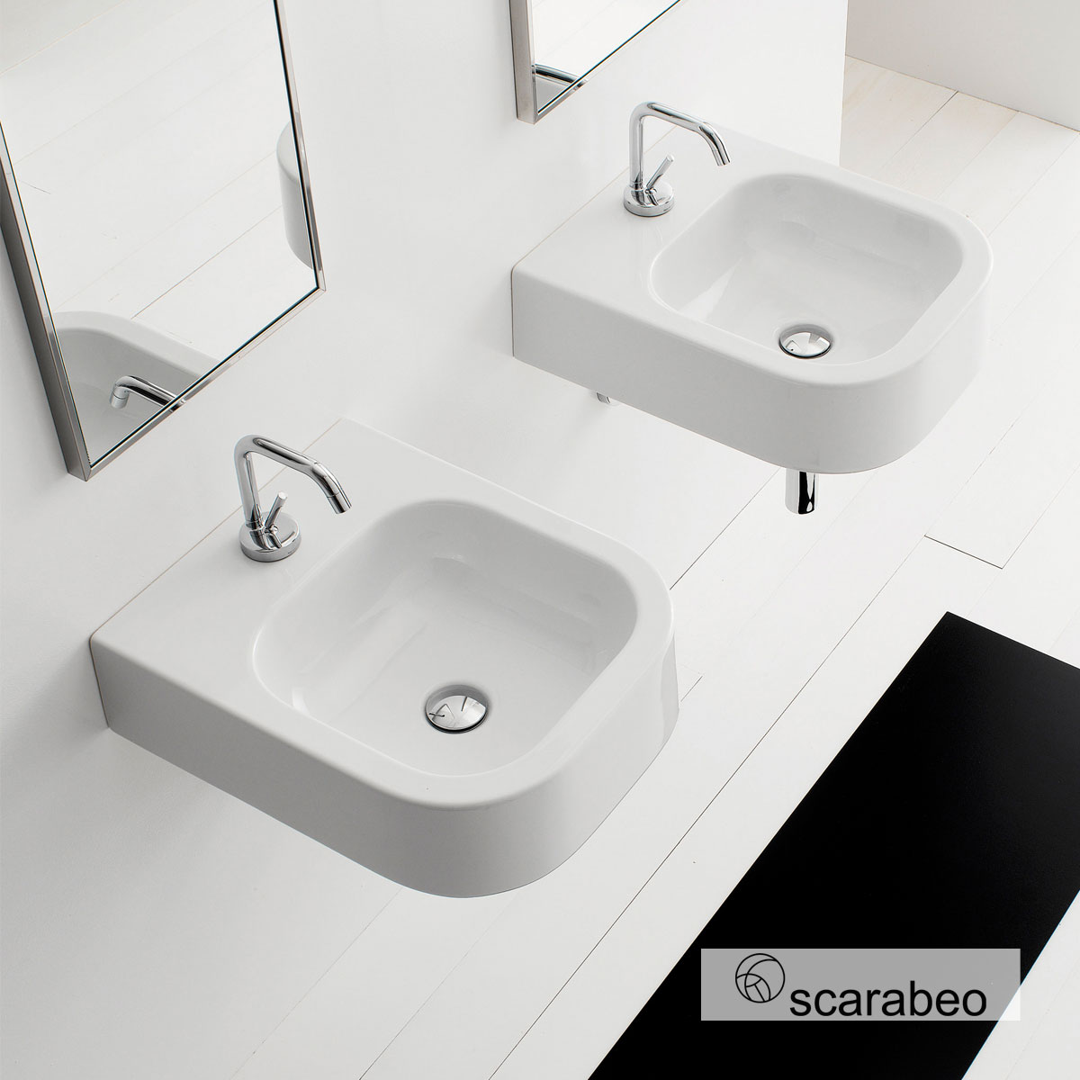 Νιπτήρας Επικαθήμενος ή Κρεμαστός Scarabeo 9502-8047B-300 Λευκό (41x50cm)