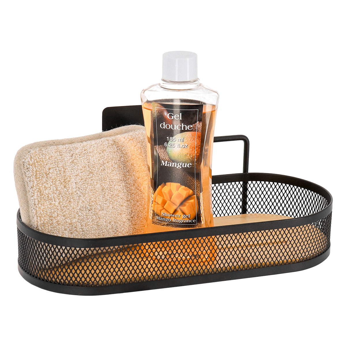 Μεταλλικό ράφι οβάλ με bamboo σειρά 9147 Μαύρο (11,5x11x25cm)
