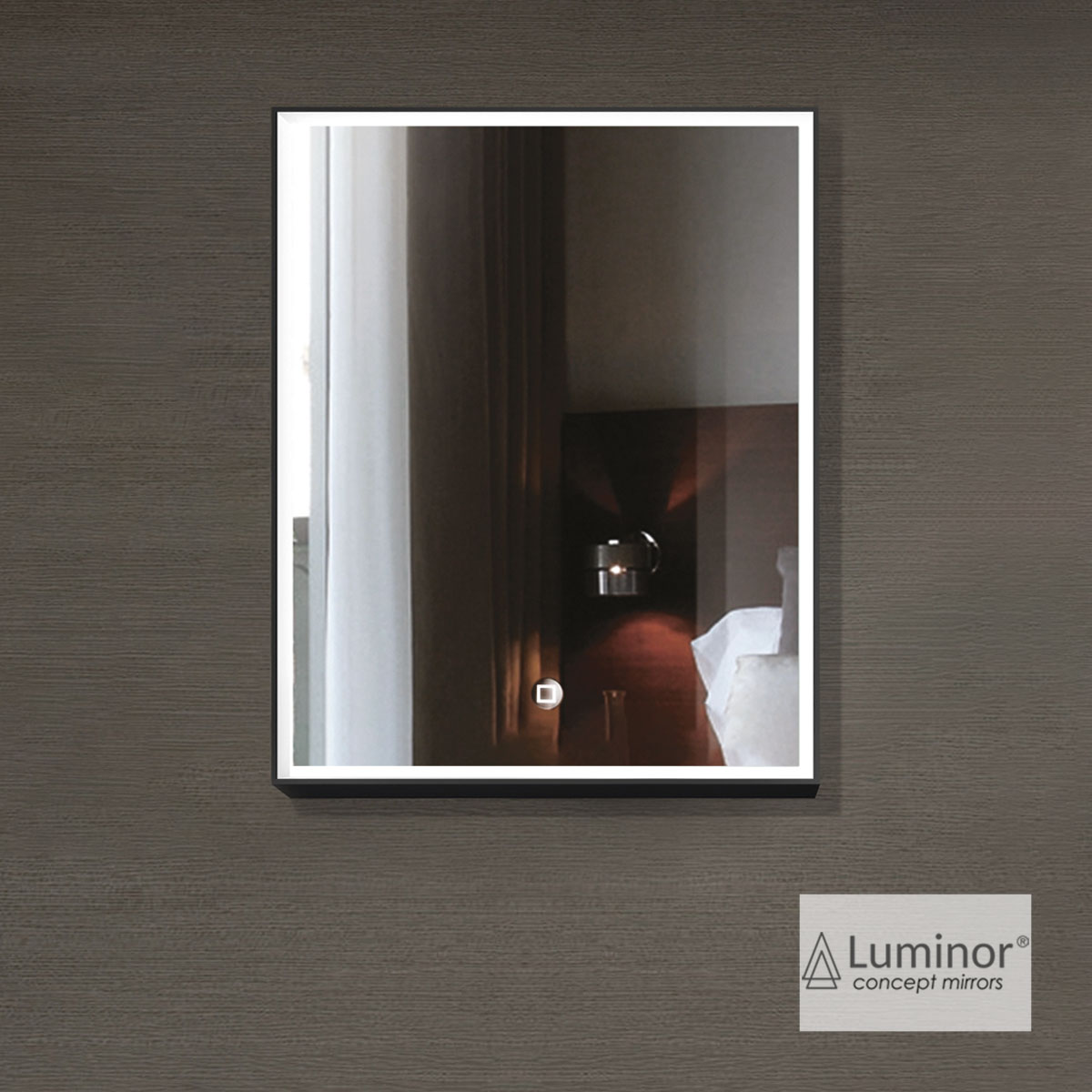 Καθρέπτης Αντιθαμβωτικός με Μαύρο Πλαίσιο & Dimmer Ρυθμιζόμενο LED Luminor Tosca (60x80cm ή 100x70cm) (100x70cm)