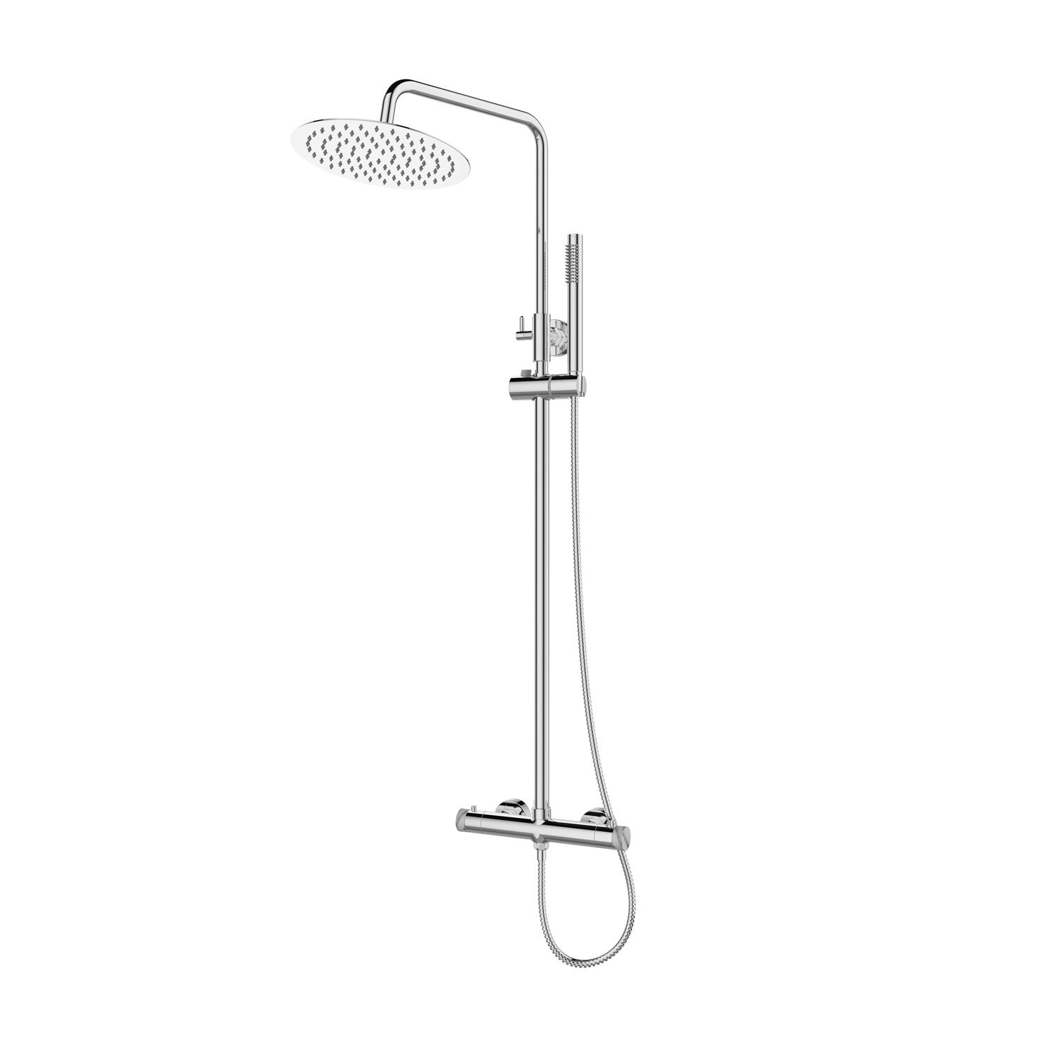 Στήλη Ντους 2 εξόδων Θερμοστατική Karag Joan 299P12-624A-MB Χρωμέ με Λευκό Μαρμάρινο Χερούλι (Ρυθμιζόμενου Ύψους)