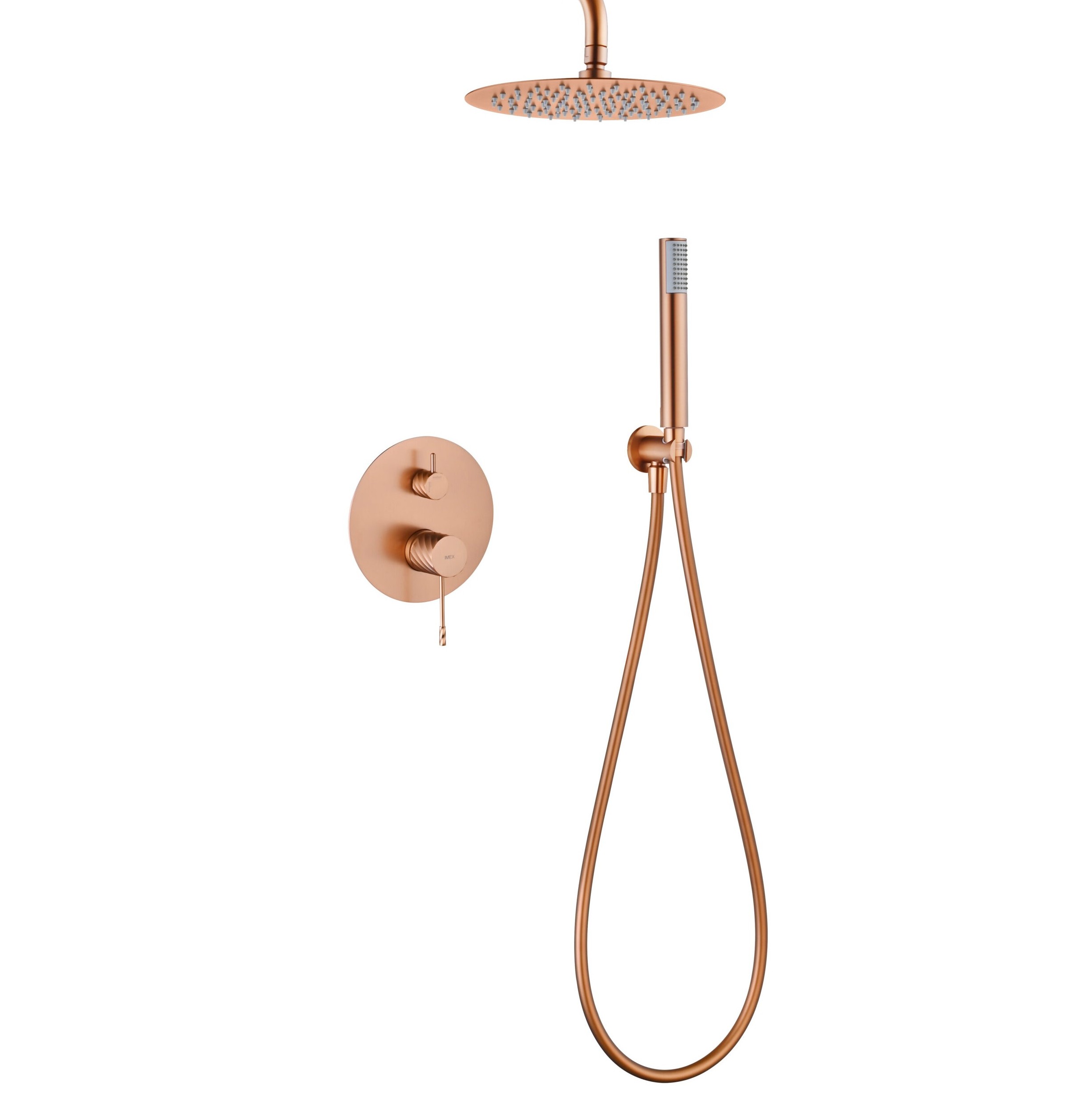 Σετ Ντουζ Εντοιχισμού 2 Εξόδων Imex Bless GPP063/ORC Rose Gold/Χαλκού PVD (Με Βραχίονα Οροφής 20cm)
