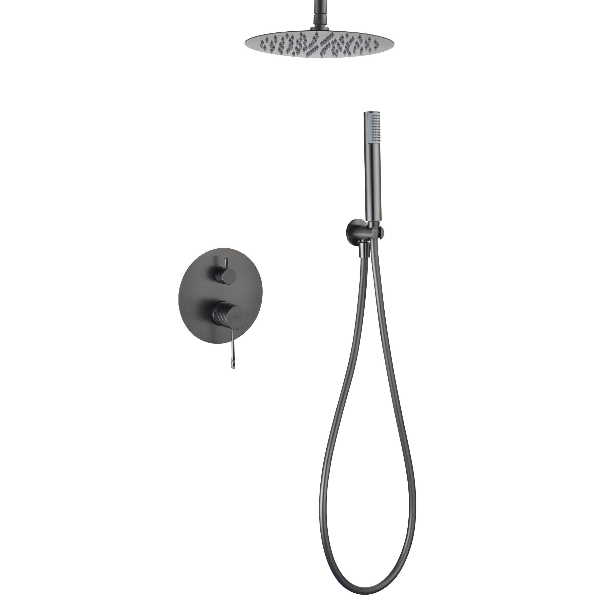 Σετ Ντουζ Εντοιχισμού 2 Εξόδων Imex Bless GPP063/BGM Black Gun Metal PVD (Με Βραχίονα Οροφής 20cm)