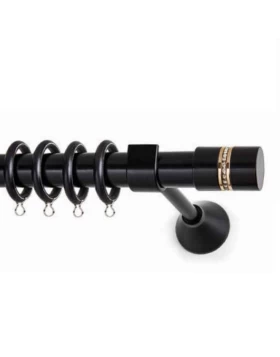 Κουρτινόξυλα Μαύρα Φ.25 σειρά S10 (MY-24) Μαύρο ματ/Όρο Γυαλιστερό(Μονό ή Διπλό) (Image 1)