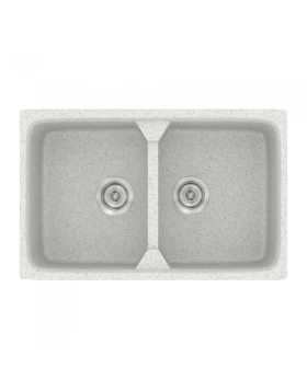 Νεροχύτες Γρανίτη Συνθετικοί Sanitec 318 σε χρώμα 01. Granite White (78x51cm)