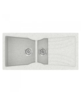 Νεροχύτες Γρανίτη Συνθετικοί Sanitec 329 σε χρώμα 01. Granite White (104x51cm)