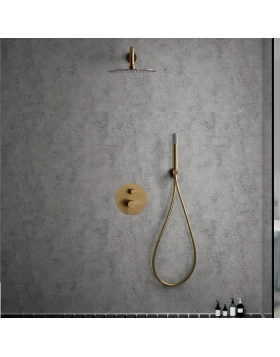 Σετ Ντουζ Εντοιχισμού 2 Εξόδων Imex Line GPD038/OC Χρυσό Ματ PVD ( Με Βραχίονα Τοίχου ) (Image 1)