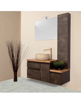 Έπιπλο με Μασίφ Ξύλο Δρυς Πάγκο & Mocca Πόρτες Σκουριά (80x46cm) (Image 1)