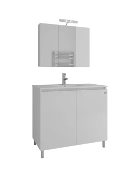 Έπιπλο με 2 Ντουλάπια & Καθρέφτη με 3 Πόρτες Λευκό (90x45x80cm) (Image 1)