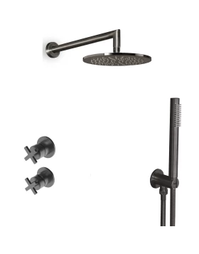 Σετ Ντουζ Εντοιχισμού La Torre Elle Cross 38316-410 σε Black Brushed (2 Εξόδων) (Image 1)