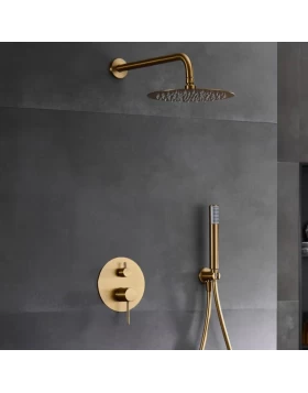 Σετ Ντουζ Εντοιχισμού 2 Εξόδων Imex Monza GPM039/OC Χρυσό Ματ PVD 316 ( Με Βραχίονα Τοίχου ) (Image 1)