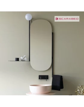 Καθρέπτης Scarabeo με Λάμπα Μαύρα Πλαϊσια Εταζέρα, Πετσετοκρεμάστρα σειρά 2704-NROP (40x90cm)