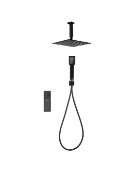 Σετ Ντουζ Εντοιχισμού 2 Εξόδων Imex Nadi GPN058/NG Μαύρο Ματ ( Με Βραχίονα Οροφής ) (Image 1)