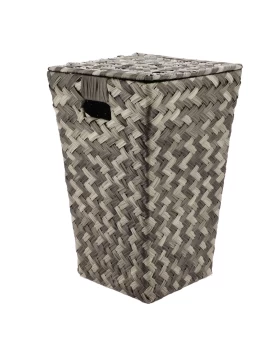 Καλάθι Απλύτων από Φυσικό Γρασίδι Θάλασσας σειρά 9925 σε Γκρι Λευκό (33x33x54cm) (Image 1)