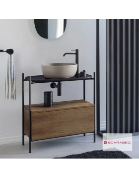 Βάση για Νιπτήρα Scarabeo Laila 75 Rovere 27031512-NPOP4989 Μαύρο Ματ (74x43x77.5cm) (Image 1)