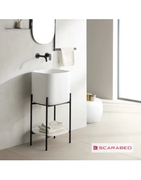 Έπιπλο με Νιπτήρα Scarabeo Laila S45 Shelf White 270109-NROP300+5503-300 Μαύρο Ματ (44x39x90cm)