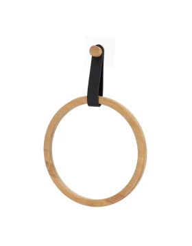 Κρίκος bamboo με δερμάτινο άγκιστρο σειρά 6108 Μαύρο (Φ.21cm) (Image 1)