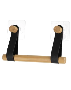 Χαρτοθήκη bamboo με δερμάτινο άγκιστρο σειρά 6105 Μαύρο (Μήκος 20cm) (Image 1)