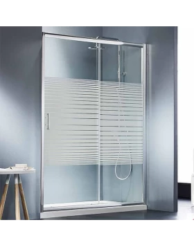 Καμπίνα Τοίχο Τοίχο Σεριγραφάτο με 1 Συρόμενo & 1 Σταθερό Κρύσταλλο Starlet Slider 1+1 Χρωμέ (από 97cm έως 150