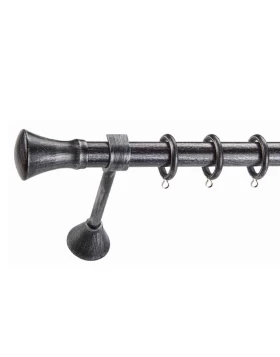 Κουρτινόξυλα Σφυρήλατα Φ.25 Ρουστίκ σειρά Λέσβος Μαύρο Ασημί (Image 1)