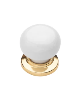 Πόμολα Επίπλων Φ.33 Πορσελάνης Roline σειρά 0519 Χρυσό Λευκό (Image 1)