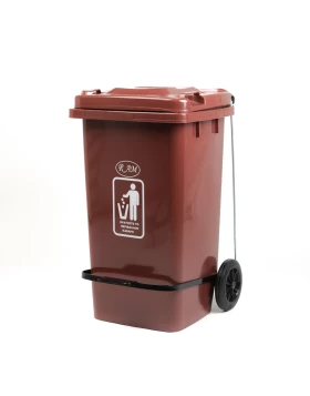 Κάδος Απορριμμάτων Πλαστικός με Πεντάλ 100 λίτρων Ram 8800106-PD Καφέ (47x80x55cm) (Image 1)