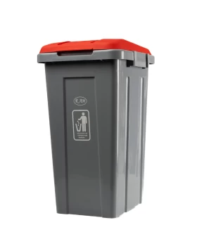 Κάδος Απορριμμάτων Πλαστικός 50 λίτρων Ram 8888050.R Γκρι Κόκκινο (30.5x58.5x38cm) (Image 1)